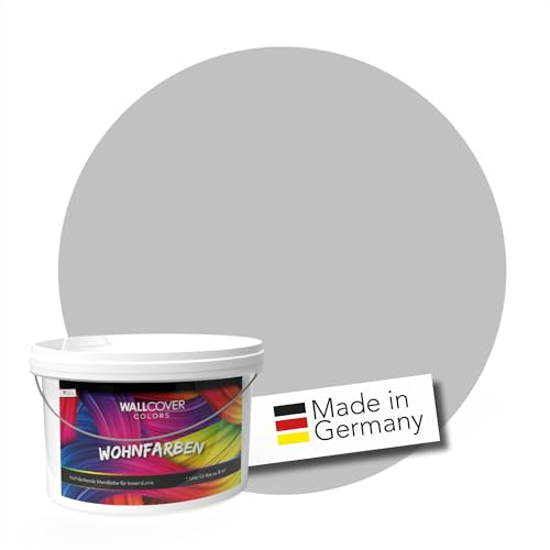 WALLCOVER hochwertige Wandfarbe für Innen | Grau | Skandinavisch | 1L für 20m² | Hochdeckende Innenfarbe (Klasse 1) in Hellgrau | Profi Qualität aus Deutschland