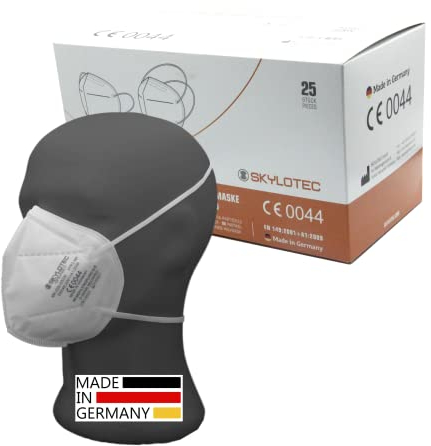 SimpleBreath 25 x fasce per la testa FFP2 Maschere SKYLOTEC Confezione singola & Made in Germany (durata di 5 anni) respiratore a 5 strati mascherine antipolvere confezionate singolarmente