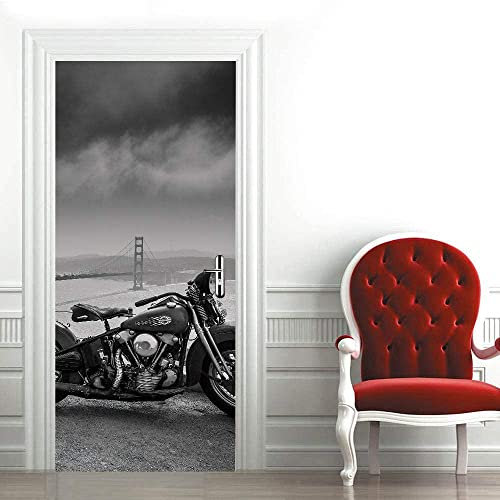 3D Cooles Motorrad 80 X 200 Cm Türtapete Selbstklebend Türposter Vinyl Entfernbar Türaufkleber Aufkleber Zuhause Dekor - Kinderzimmer Wohnzimmer Küche Schlafzimmer Bürotür Fotos