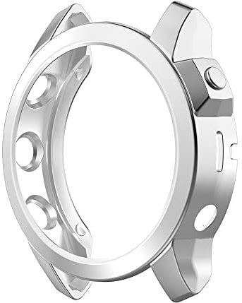WIIKAI Hülle mit TPU Kompatibel mit Garmin Fenix 7X Rundum Schutzhülle Schutz Case.(Silber)