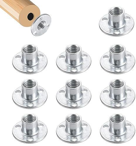 Foro Tee Dado a T Con 3 Fori - 10 Pezzi Flangiati M8 - Base Rotonda a Vite T-Nut