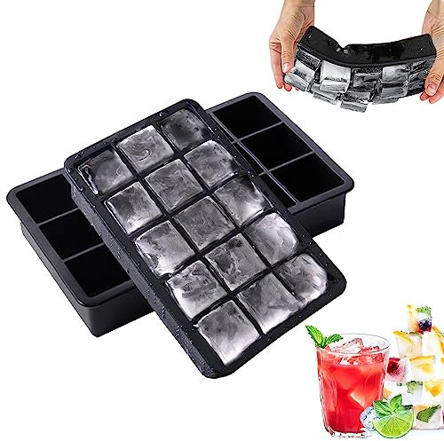 Waldspring Lot de 2 bacs à glaçons en silicone noir, forme de glaçons 3,5 x 3,5 cm, pour fête, restaurant, plage, piscine, maison