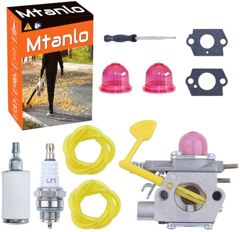 Mtanlo Carburatore per Poulan Pro McCulloch Craftsman BVM200C P200C GBV325 P325 PP320 XLB MAC GBV325 MC200VS 25CC con L7T/BPMR7A Candela d'Accensione Tubo Olio Bolle di Olio ecc