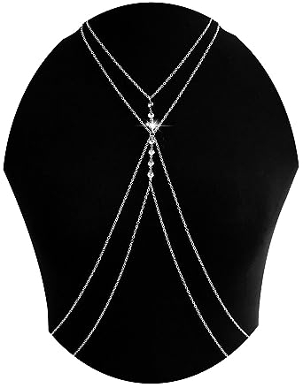 Wedity Doppelschichtige Bikini Körper Kette Party Sparkle Kristall Brust Kette Sommer Strand Nachtclub Schmuck Einstellbar für Frauen und Mädchen (Silber)