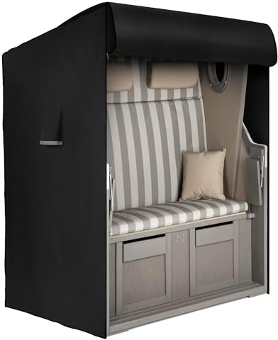 Dokon Strandkorb Abdeckung Wasserdicht, Strandkorb Schutzhülle Winterfest 420D Oxford Gewebe Winddicht Anti-UV Abdeckhauben für Strandkörbe mit Belüftungsöffnungen - 155x95x165/140cm