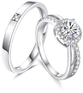 KBRPEY Anillo de Pareja Ajustable Alianzas Boda Hombre Mujer Anillos Compromiso Regalos para Parejas de Aniversario Joyería