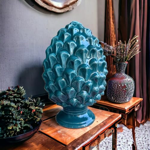 GMM Statue Sculture Artistiche in Ceramica, Ornamentale, Decorativa Design Siciliano, Portafortuna (16x25, Verde)