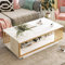 GQMYCDM Modern Coffee Table with Storage, Faux Marble Top Rectangle Coffee Table with Black/Gold Metal Frame, 2 Tier Coffee Tables for Living Room (Color : Bianco, Size : 47in/120cm)
