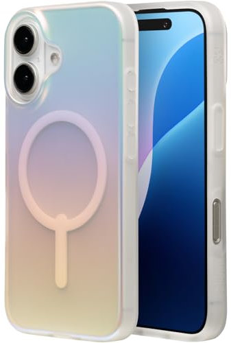 ZAGG Milan Snap Graphene-Reinforced Case for iPhone 16 [6.1-Inch], MagSafe Compatible, Anti-Yellowing, Slim Design, Secure Grip, Fashion-Forward, Shockproof Phone Back Cover (Iridescent)