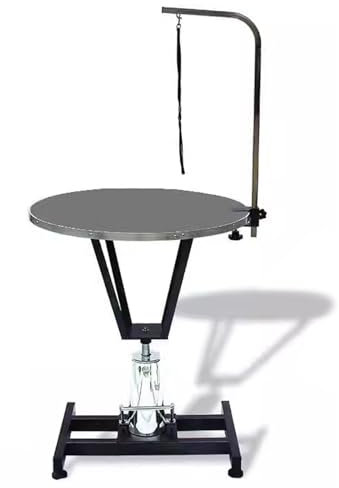 Hundefriseur Tisch Höhenverstellbar 80-90cm, 360° Drehung Trimmtisch für Hunde, MDF Platten und Gummiflächen für Katzen und Hunde(Black)