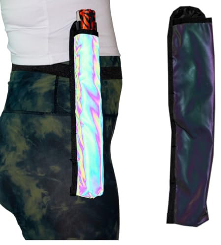 Rave Fan Holster Folding Fan Sleeves, Hand Fan Holder with Stretchy Straps - Men Women Rave Fan Accessories Reflective Fan Holster for Dance Music Circuit Parties and Raves (Reflective)