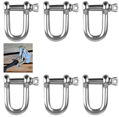 6 pezzi Grillo di Ancoraggio, Grillo a D, Grillo a D M8 in Acciaio Inox, Grillo a D in Acciaio Inox 304, Grillo Dritto a D, Portante Tipo D Grillo, per Catena di Cavi di Sartiame