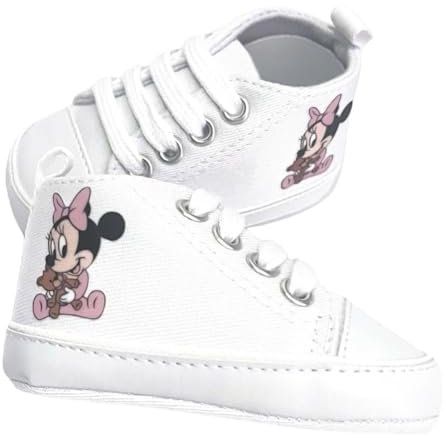 Scarpine Neonato, Scarpette Personalizzate con Nome, Scarpe da Culla con Stampa (Topolina, 3-6 mesi)