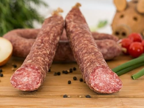 Original Eichsfelder Runde Mettwurst 300g I Fleischerei Weber I Regionale Wurstspezialität I Schlachtwarm I Eigene Herstellung I Naturgewürze I Ca. 4 Wochen Luftgetrocknet