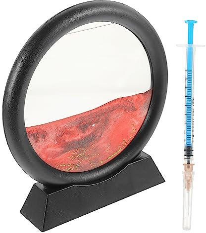HAPINARY Bewegliche Sanduhr Ornament 3D Rot Rund aus Abs und Sand