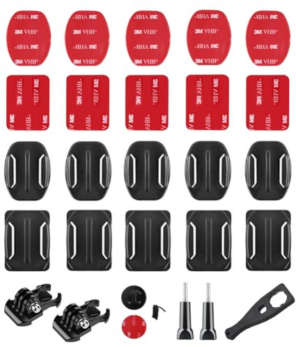 YHTSPORT Support de Fixation Adhésif Incurvé et Plat, 26 Pcs Support de Casque pour Gopro, Fixation Attache Adhésif Accessoires, Casque Support de Fixation pour Gopro et Autres Caméras d'action