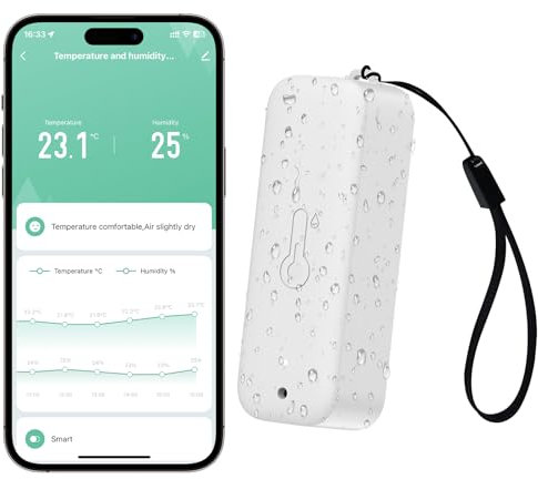 WIOONI WLAN Hygrometer Thermometer Innen Außen, WiFi Thermometer mit Remote-App-Benachrichtigungsalarm, Mini Außenthermometer für Gewächshaus Babyzimmer Keller Inkubator, Kompatibel Alexa, 1 Pack