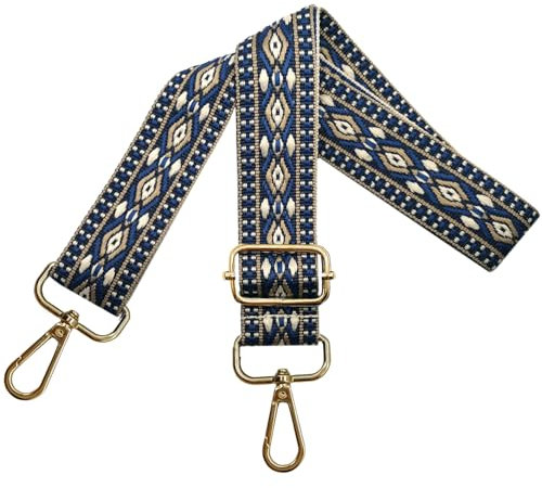 Verstellbarer Schultergurt für Taschen Damen Tragegurt, Taschengurte zum Wechseln, Taschengurt Breit 3.8cm mit Gold Karabiner, Schulterriemen für Schultertasche Handtaschen, Blau, N31