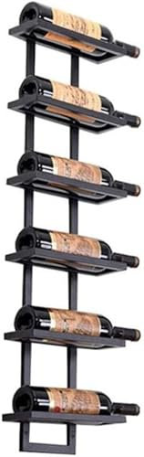 Iron Metal Wall Mounted Wine Rack with Inverted Glass Holder Wall Hanging Wine Tray and Cork Storage Display Stand for Champagne Bottles Vision Collection (6 Bottles)