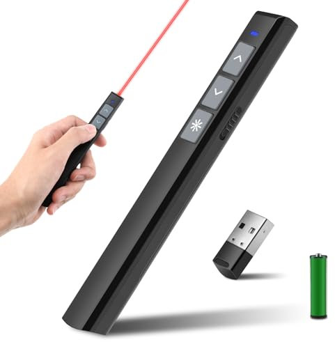 Presentation Clicker Pointer, 2.4GHz Wireless Presenter Remote Clicker for PowerPoint, 330FT/100m PPT PowerPoint Clicker, USB Presentation Remote Slide for Mac, Computer, Laptop