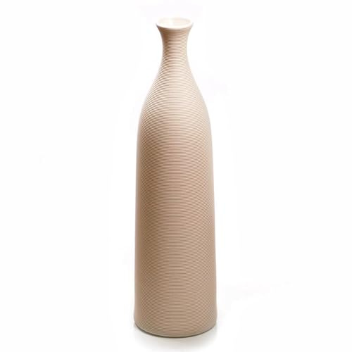 Faltenvase in weißer, cremiger und Beiger Farbnuance – dekorativ, aus Keramik (Höhe 46 cm)