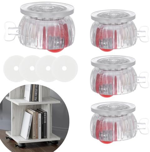 Wopanxye 4pcs Self Adhesive Castor Wheel, Mini Roller Ball Slider for Small Furniture, 360° Rotation Universal Swivel Appliance Caster Sticky Pulley Locing Brake for DIY Trash Cans Storage Box Trolley