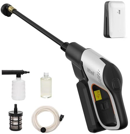 Litheli Akku Hochdruckreiniger, mit einem 20000mAH Akku, 24 bar, 5-in-1 Multifunktionale Düse,Mobile Reinigung und Bewässerung für Auto und Garten, Akku-Druckreinigerpistole