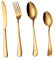 Mobestech Set Da 4 Pezzi Set Di Cucchiai Di Posate Argenteria Forks Utensili Posate D'argento D'oro