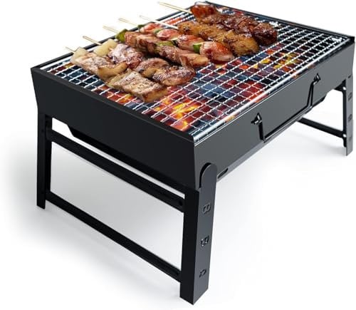 MILIWAN BBQ Barbecue Grill Folding, Portable Charcoal Barbecue Desk, Outdoor Tabletop Smoker BBQ Grill for Picnics, Camping, Garden, Home Cooking Parties Grilling.