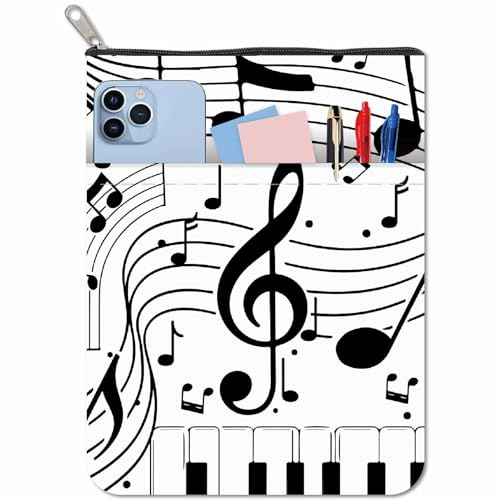 craspire Buchhüllen Mit Musiknoten Klavier Retro Buchhülle Buchschutz Für Taschenbücher Waschbarer Bucheinband Aus Stoff Mit Reißverschluss Und Zusätzlicher Hüllentasche Für Buchliebhaber Geschenke