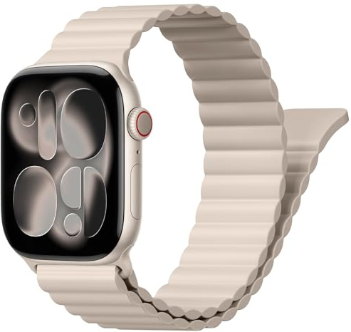 Magnetic Silicone Straps for Apple Watch Strap 40mm 38mm 41mm 42mm 44mm 45mm 46mm iWatch Strap for Women Men,Waterproof Sport Band for Apple Watch Series 11 10 9 8 7 6 5 4 3 SE 3/2nd Ultra/3/2 49mm