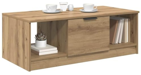 vidaXL Coffee Table Artisan Oak 102 x 50 x 36cm Engineered Wood, Stylish Living Room Table, Modern Coffee, Functional Indoor Low, Engineered Wood Accent With Drawer