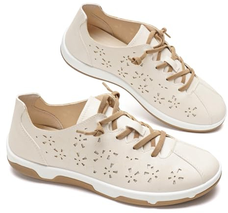 GLAMORA Zapatillas Mujer Cómodas Caladas Transpirables Zapatos Planos Casual Ligeros Flexibles con Cordones Elásticos Suela de Goma Antideslizante Plantilla Confort bg-39