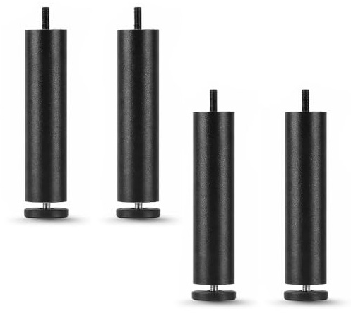 YNNHUDEEP Lot de 4 pieds de meubles réglables en hauteur 20 cm carrés en métal pour canapé, salon, cuisine, pieds de meubles en alliage d'aluminium avec filetage M8