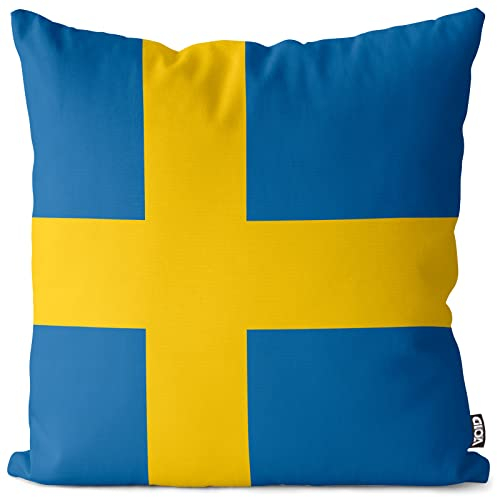 VOID Schweden Sweden Polyester Kissenbezug Flagge Fahne Fan-Kissen Kissenhülle Outdoor Indoor Bunt, Kissen Größe:40 x 40 cm