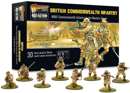 Warlord Games British Commonwealth Infantry – 28 mm Skala Kunststoff-Miniaturen für Bolzenaktion detaillierte Miniaturen aus dem 2. Weltkrieg für Tisch-Kriegsspiele