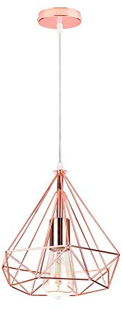 iDEGU Suspension Luminaire Vintage Lustre en Forme de Diamant en Métal Plafonnier Lampe Suspension pour Chambre Salon Restaurant - Diamètre 25cm (Or rose)