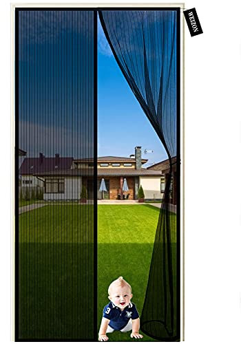WEIZON Zanzariera Finestra Magnetica, Zanzariere Magnetiche Chiusura Automatica Magnetica Anti-Zanzare per Legno Ferro, Porte in Balcone 140 x 210 cm (Nero)