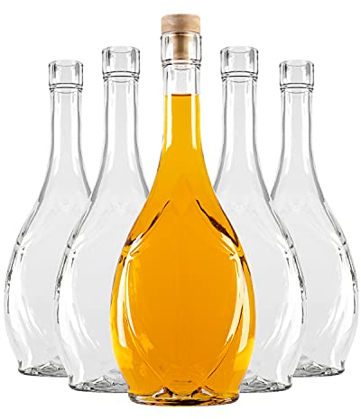 Icona Lot de 5 bouteilles en verre vides de 500 ml avec bouchons - Verre élégant et moderne - Pour la conservation du vin, des teintures mères, du miel et du sirop