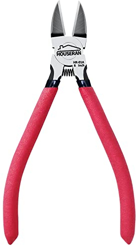 HOUSERAN Alicates de Corte,152mm, Cortador Alambre, Alicates de Corte Lateral, Cortador Lateral Con Resorte, Alicates Joyeria, para Joyería, Flores Artificiales, Artesanía, Rojo Marca: HOUSERAN