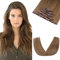 Elailite Clip in Extensions Echthaar, 5 Pcs Remy Haarverlängerung mit 12 Clips, 55cm-75g Glattes Haarteile Natürlich Haarextension für Frauen Damen #6 Hellbraun