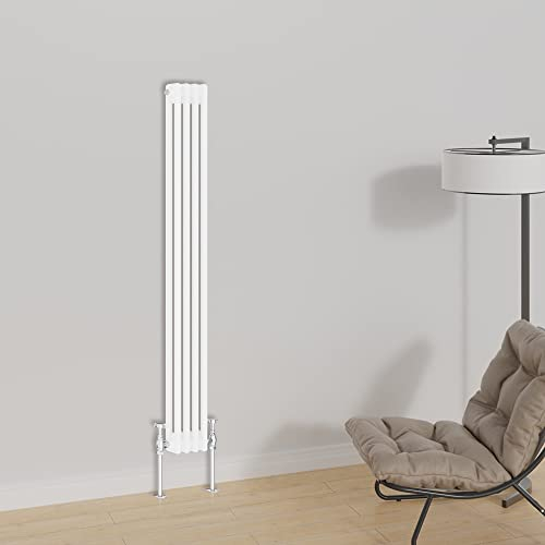 Warmehaus Radiateur vertical traditionnel en forme de colonne 1500 x 200 mm Double panneau en fonte Blanc