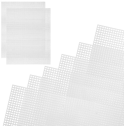 12 Hojas Lona de Malla de Plástico Red para Bolsas de Ganchillo Lienzo de Bordado Plastic Canvas Blanca Tela Crochet Punto de Cruz para Hacer Bolso a Mano Proyectos de Ganchillo Manualidades
