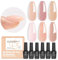 Beetles Gel Nail Polish Jelly Gel 6 Colors Builder Nail Gel 8 in 1 Strengthener Gel Sheer Peach Clear Builder Nude Pink Hard Gel Extension Base Nail Gel False Nail Tips Glue for Nail Art Design