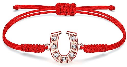 JENDEAR SHINE Pulsera Herradura para Mujer, Pulsera de Herradura de la Suerte de Cuerda Trenzada a Mano, Regalo de Cumpleaños para Mujeres, Niñas