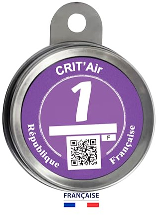 Mini Crit Air Portadocumenti per Motocicletta Grigio Titanio Cromato Modello a clip (Senza viti) Critair Portadocumenti Attrezzatura Accessori per Motociclette Scooter Ciclomotore Quad ATV ✪GARANZIA✪