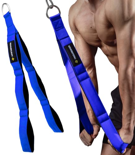 MANUEKLEAR Trizepsseil Kabelbefestigung mit größerem Bewegungsbereich, Trizeps-Pull-Down-Seil für Push-Downs, Crunches, Facepulls für professionelles Fitnessstudio (Blau)