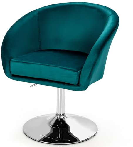 HOMASIS Barhocker mit Rückenlehne & Armlehne, höhenverstellbarer und 360° drehbarer Barstuhl, Polsterstuhl aus Samt, Esszimmerstuhl für Küche, Esszimmer, Wohnzimmer, 61 x 52 x 72-86 cm (Grün)