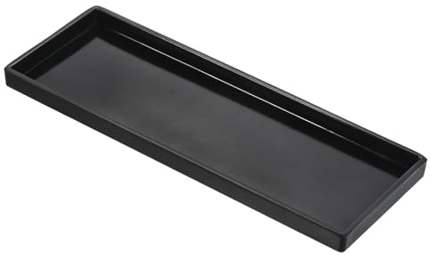 PATIKIL Bandejita de Comida Rápida de 13X5 Plástico Reutilizable de Uso Múltiple Bandeja Rectangular de Superficie Lisa para Restaurantes Hogar y Cocina Color Negro