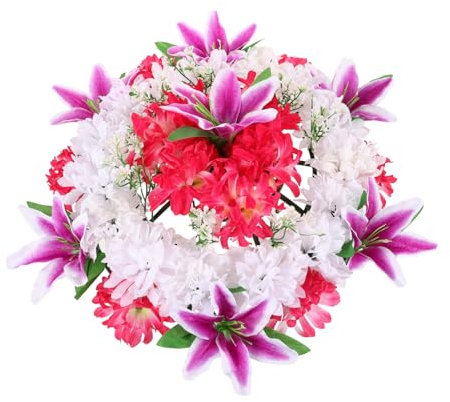 TOPBATHY Ghirlanda Bouquet Commemorativo Fiori Tombali Finta Funebre Forniture Per Il Della Pulizia Delle Tombe Sella Di Fiori Di Lapide Di Bara Agrifoglio Fiore Di Seta Artificiale